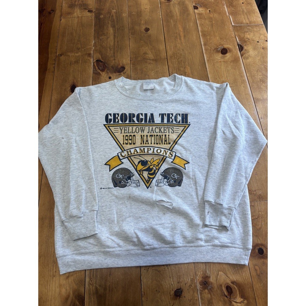 Vintage 1990 Georgia Tech Yellow Jackets National Champions Sweatshirt Delta